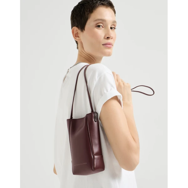 Brunello Cucinelli BC Duo phone holder in Burgundy, view 4 | Phone Cases | Luxury Shoes 