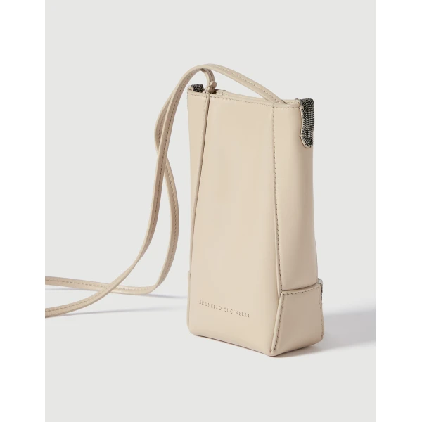 Brunello Cucinelli BC Duo phone holder in Ivory, view 3 | Phone Cases | Luxury Shoes 