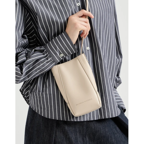 Brunello Cucinelli BC Duo phone holder in Ivory, view 4 | Phone Cases | Luxury Shoes 