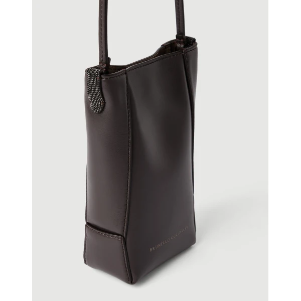 Brunello Cucinelli BC Duo phone holder in Rust Brown, view 3 | Phone Cases | Luxury Shoes 