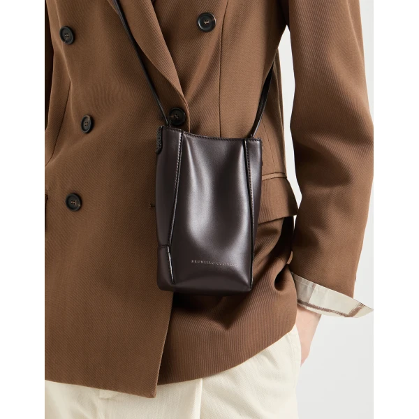 Brunello Cucinelli BC Duo phone holder in Rust Brown, view 4 | Phone Cases | Luxury Shoes 
