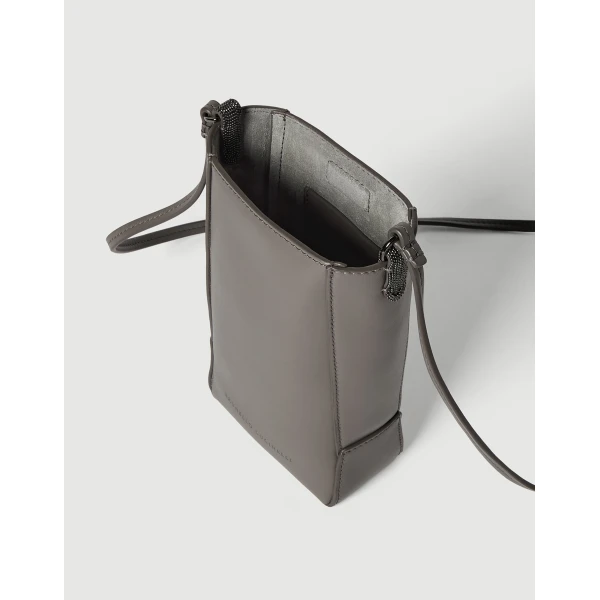 Brunello Cucinelli BC Duo phone holder in Stone Grey, view 5 | Phone Cases | Luxury Shoes 