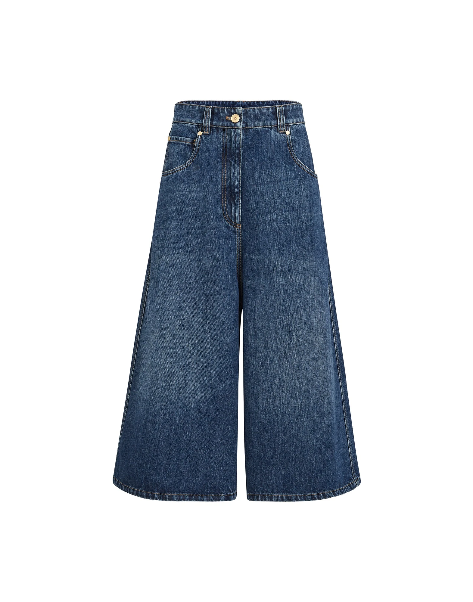 Brunello Cucinelli Baggy Crop trousers with monili in Denim Brunello Cucinelli