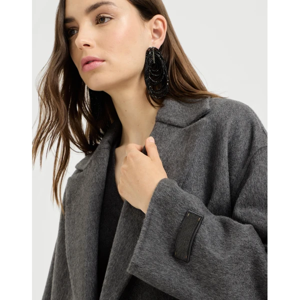 Brunello Cucinelli Beaver pea coat with Precious Patch in Anthracite