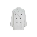 Brunello Cucinelli Beaver pea coat with Precious Patch in Light Grey