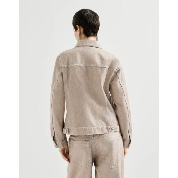 Beige lamé denim outerwear jacket in Rope - Image 3