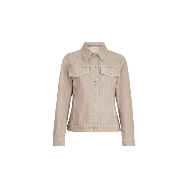 Brunello Cucinelli Beige lamé denim outerwear jacket in Rope