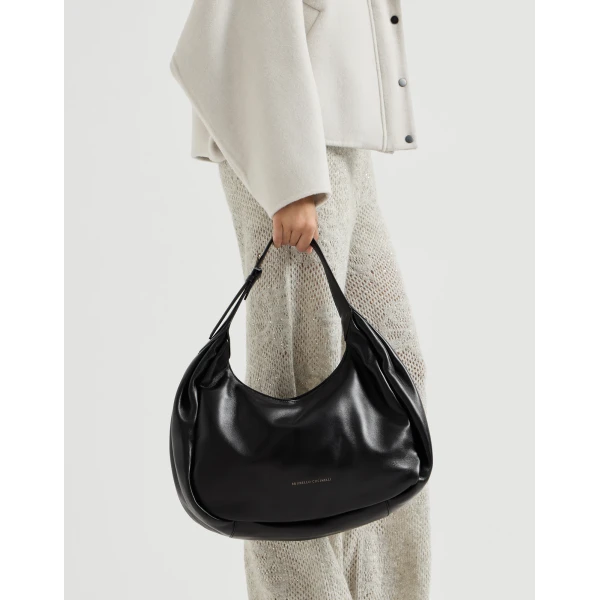 Boule hobo bag in nappa leather in Black - Image 4