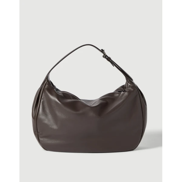 Boule hobo bag in nappa leather in Rust Brown - Image 2