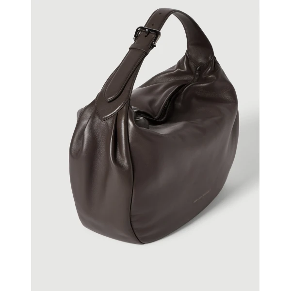 Boule hobo bag in nappa leather in Rust Brown - Image 3