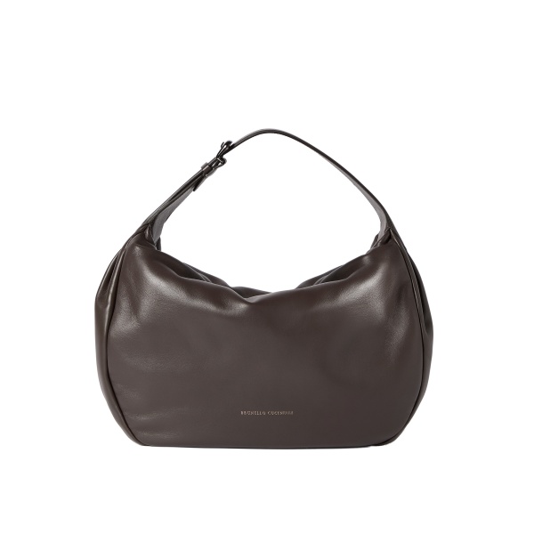 Brunello Cucinelli Boule hobo bag in nappa leather in Rust Brown