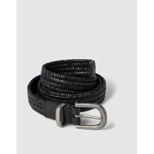 Brunello Cucinelli Braided leather belt in Black, view 2 | Belts | Luxury Shoes 