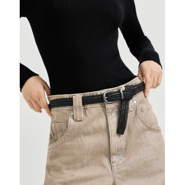 Brunello Cucinelli Braided leather belt in Black, view 3 | Belts | Luxury Shoes 
