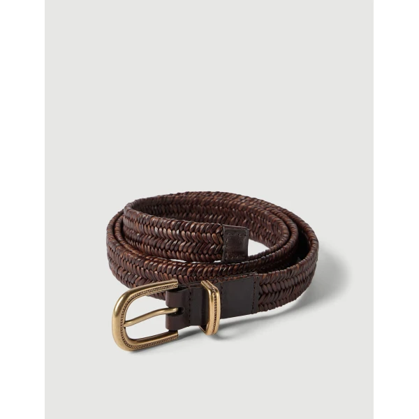 Brunello Cucinelli Braided leather belt in Brown, view 2 | Belts | Luxury Shoes 
