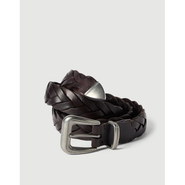 Brunello Cucinelli Braided leather belt in Brown, view 2 | Belts | Luxury Shoes 