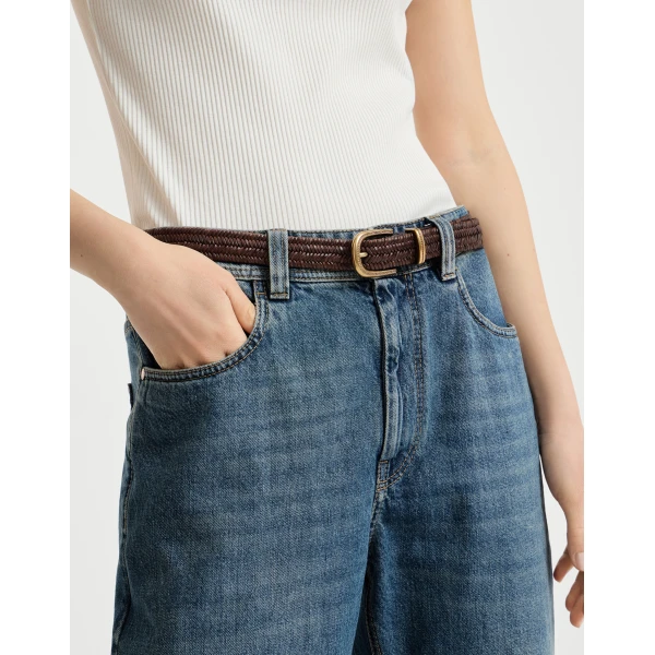 Brunello Cucinelli Braided leather belt in Brown, view 3 | Belts | Luxury Shoes 