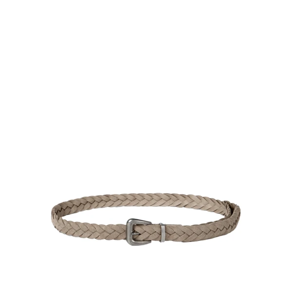 Brunello Cucinelli Braided leather belt in Light Grey | Belts | Luxury Shoes 