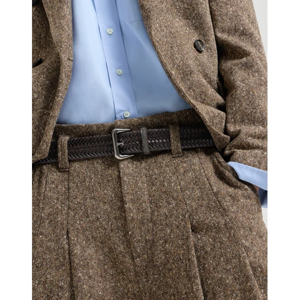 Brunello Cucinelli Braided leather belt in Rust Brown, view 3 | Belts | Luxury Shoes 
