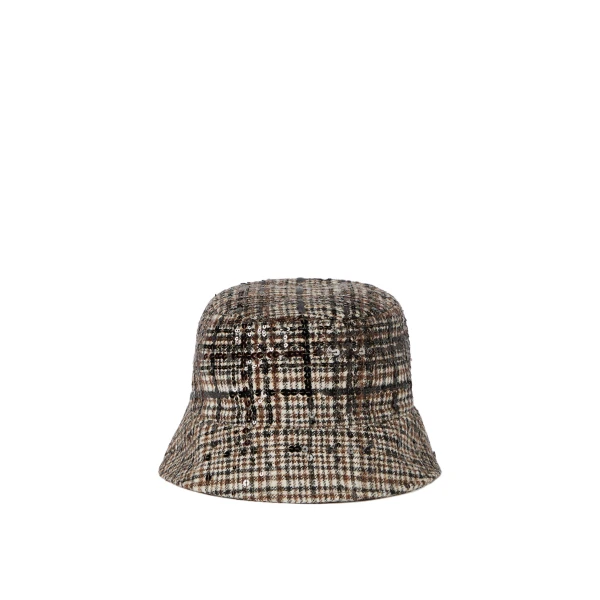 Brunello Cucinelli Bucket hat with dazzling embroidery in Brown | Hats | Luxury Shoes 