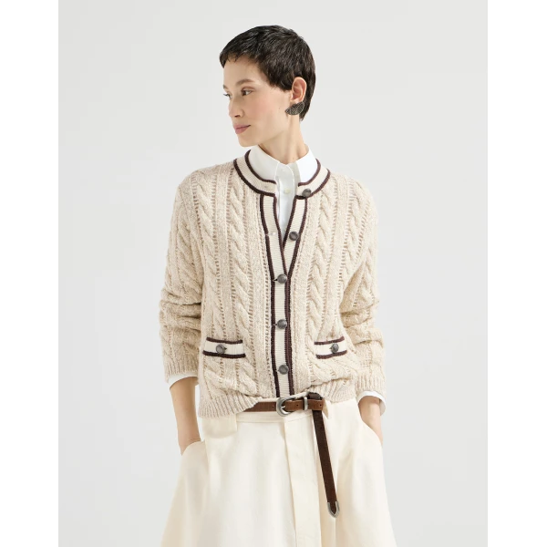 Cable knit cardigan in Cream - Image 2