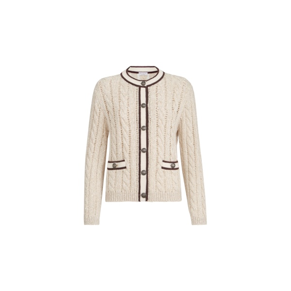 Brunello Cucinelli Cable knit cardigan in Cream