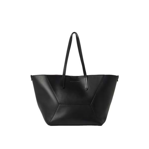 Brunello Cucinelli Calfskin BC Duo bag in Black
