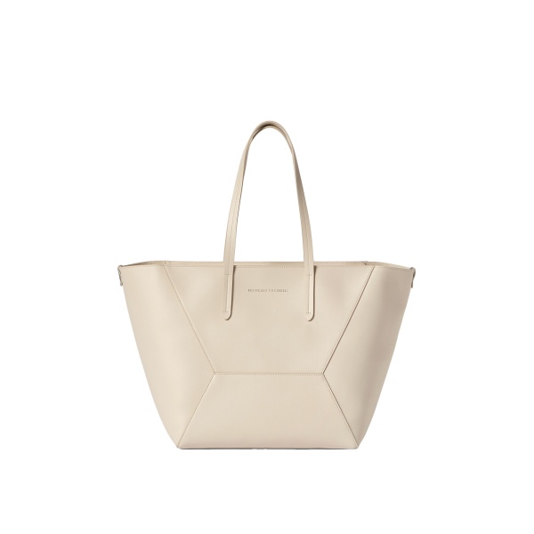 Brunello Cucinelli Calfskin BC Duo bag in Ivory