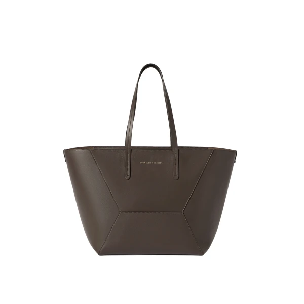 Brunello Cucinelli Calfskin BC Duo bag in Rust Brown