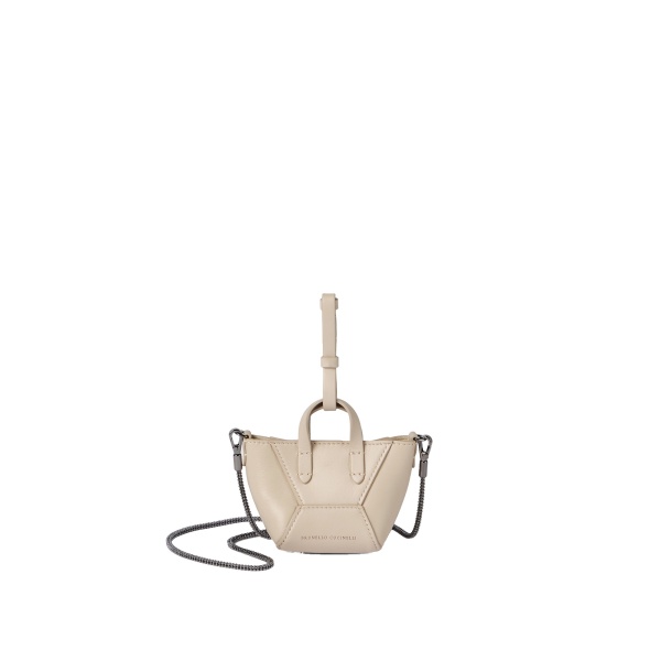 Brunello Cucinelli Calfskin BC Duo micro bag in Ivory