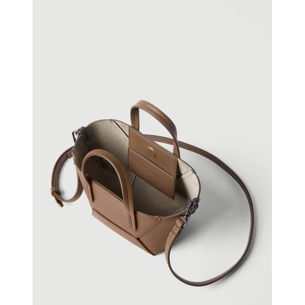 Calfskin BC Duo mini bag in Brown Gianduia - Image 5