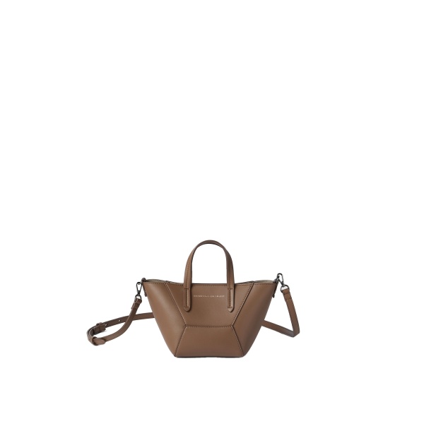 Brunello Cucinelli Calfskin BC Duo mini bag in Brown Gianduia