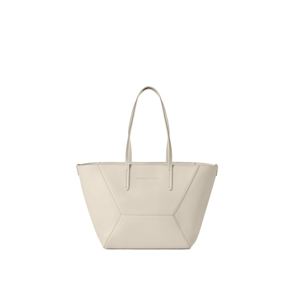 Brunello Cucinelli Calfskin BC Duo small bag in Ivory