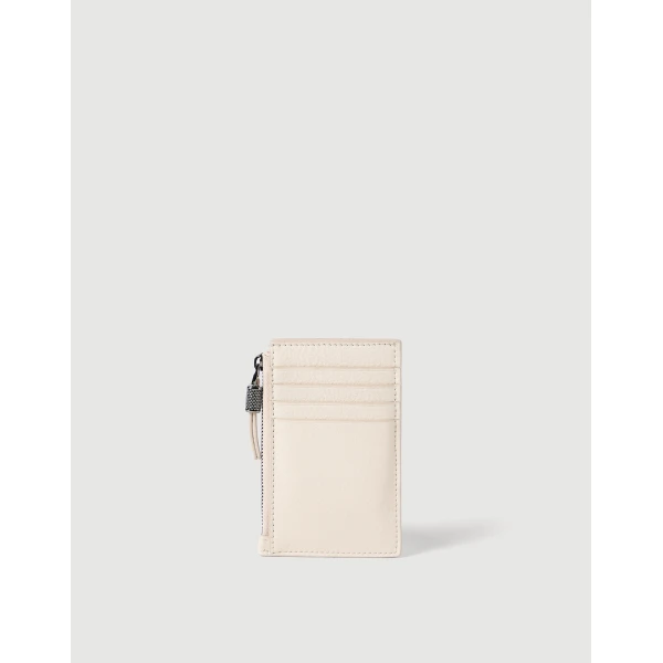 Brunello Cucinelli Calfskin card case in Ivory, view 2 | Wallets & Purses | Luxury Shoes 