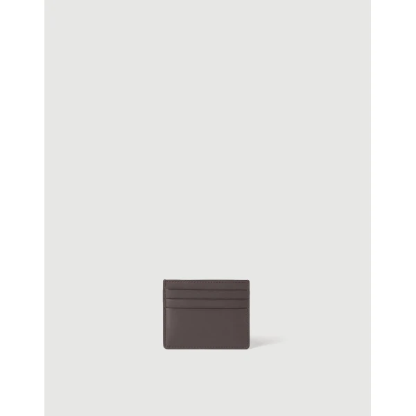 Brunello Cucinelli Calfskin card case in Rust Brown, view 2 | Wallets & Purses | Luxury Shoes 