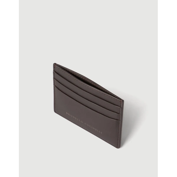 Brunello Cucinelli Calfskin card case in Rust Brown, view 4 | Wallets & Purses | Luxury Shoes 