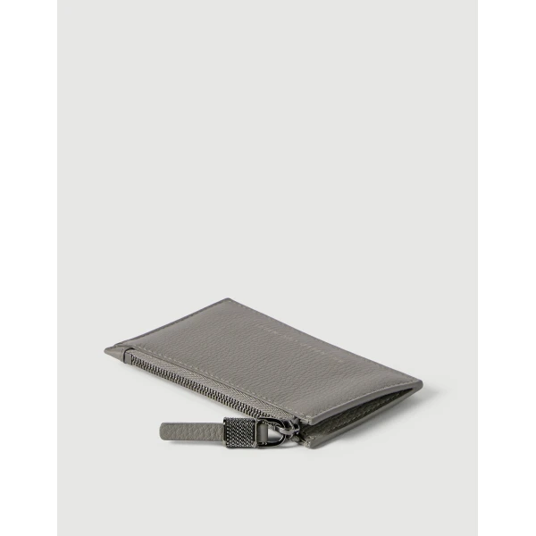 Brunello Cucinelli Calfskin card case in Stone Grey, view 3 | Wallets & Purses | Luxury Shoes 