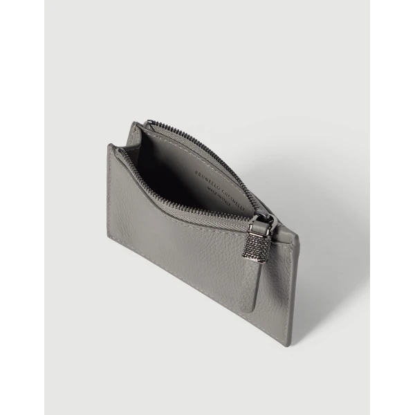 Brunello Cucinelli Calfskin card case in Stone Grey, view 4 | Wallets & Purses | Luxury Shoes 