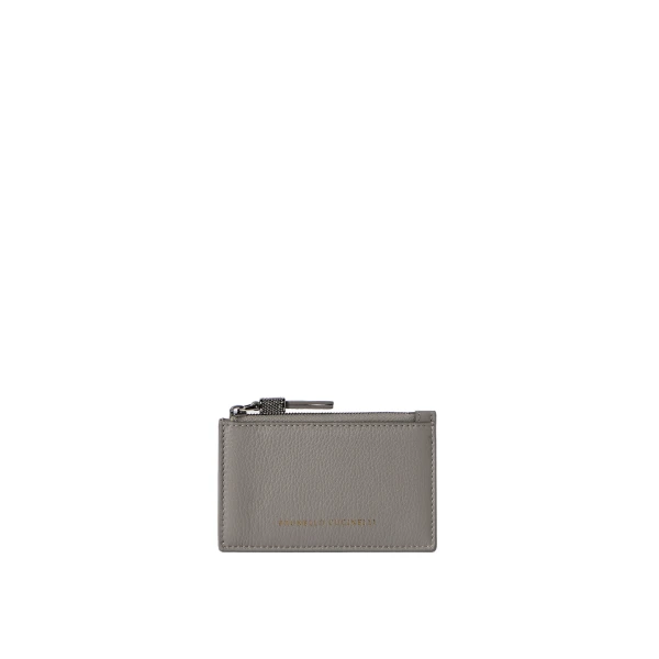 Brunello Cucinelli Calfskin card case in Stone Grey | Wallets & Purses | Luxury Shoes 