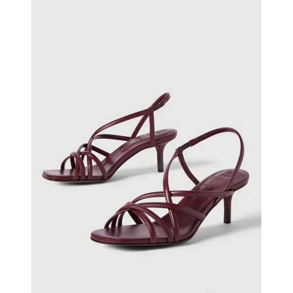 Calfskin city heels with monili in Burgundy - Image 4