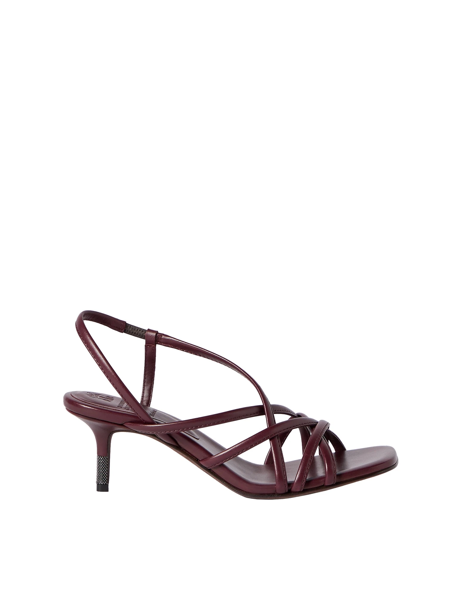 Brunello Cucinelli Calfskin city heels with monili in Burgundy | Buy Heels at Luxury Shoes Brunello Cucinelli Calfskin city heels with monili in Burgundy
