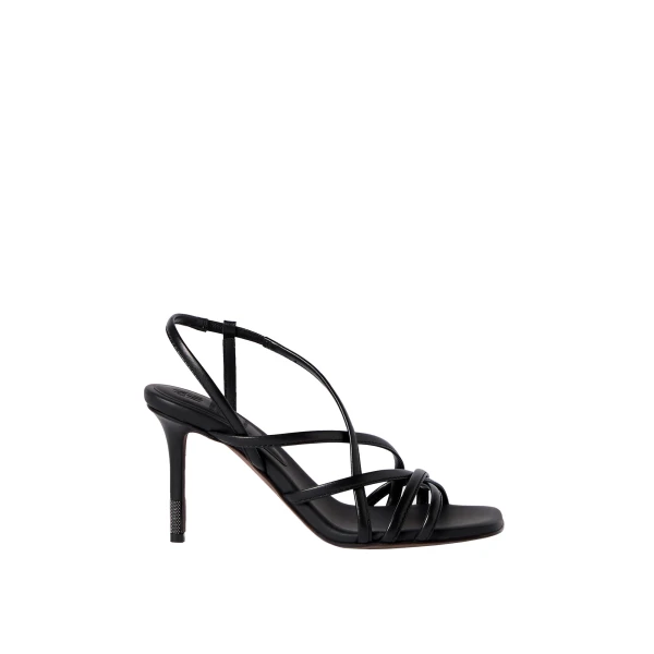 Brunello Cucinelli Calfskin heels with monili in Black