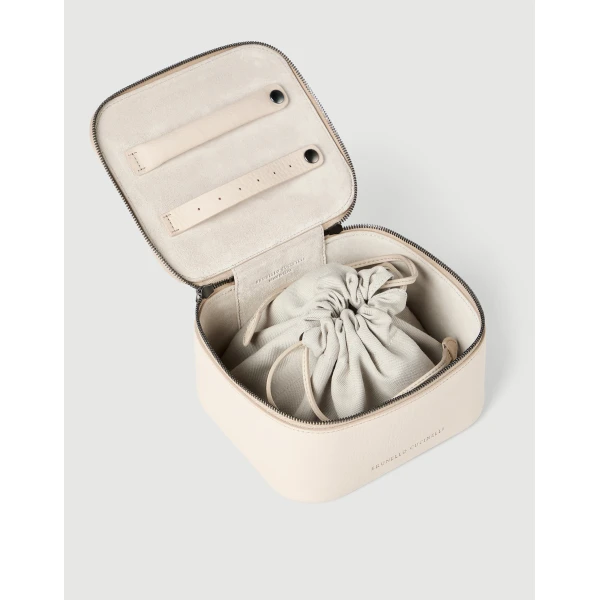 Brunello Cucinelli Calfskin jewelry box with monili in Ivory, view 3 | Accessories | Luxury Shoes 