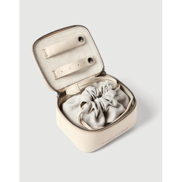 Brunello Cucinelli Calfskin jewelry box with monili in Ivory, view 3 | Accessories | Luxury Shoes 