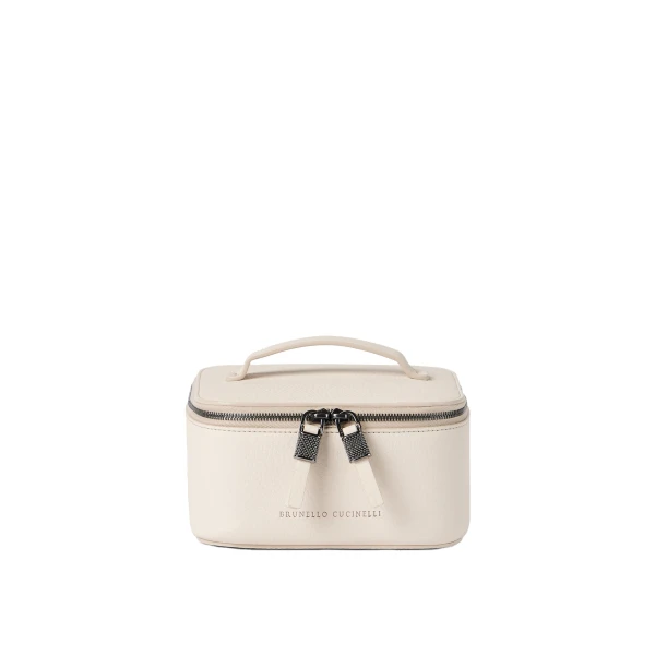 Brunello Cucinelli Calfskin jewelry box with monili in Ivory | Accessories | Luxury Shoes 