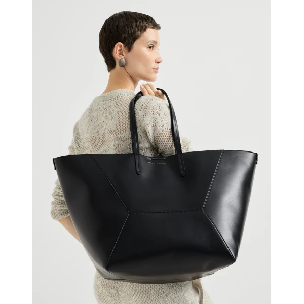 Calfskin large BC Duo bag in Black - Image 4