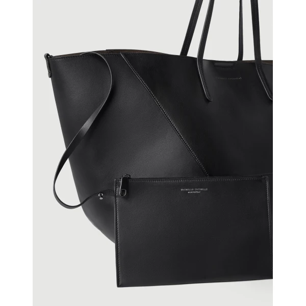 Calfskin large BC Duo bag in Black - Image 5