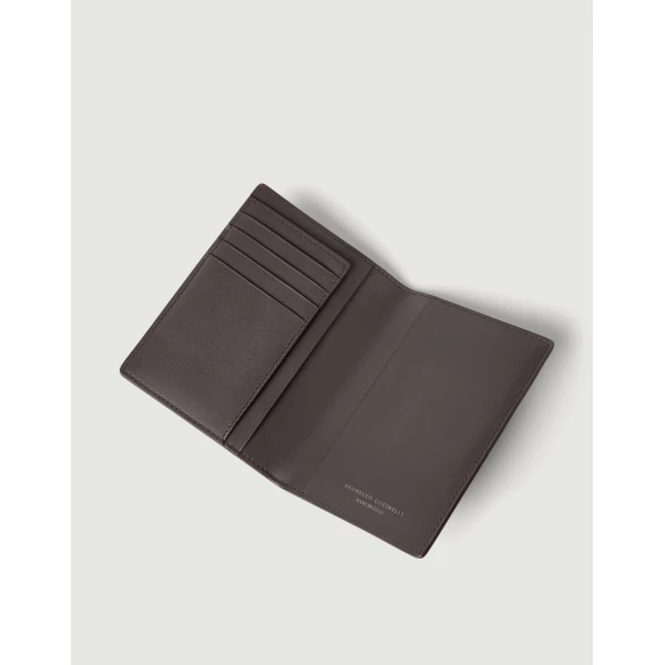 Brunello Cucinelli Calfskin passport holder in Rust Brown, view 3 | Wallets & Purses | Luxury Shoes 