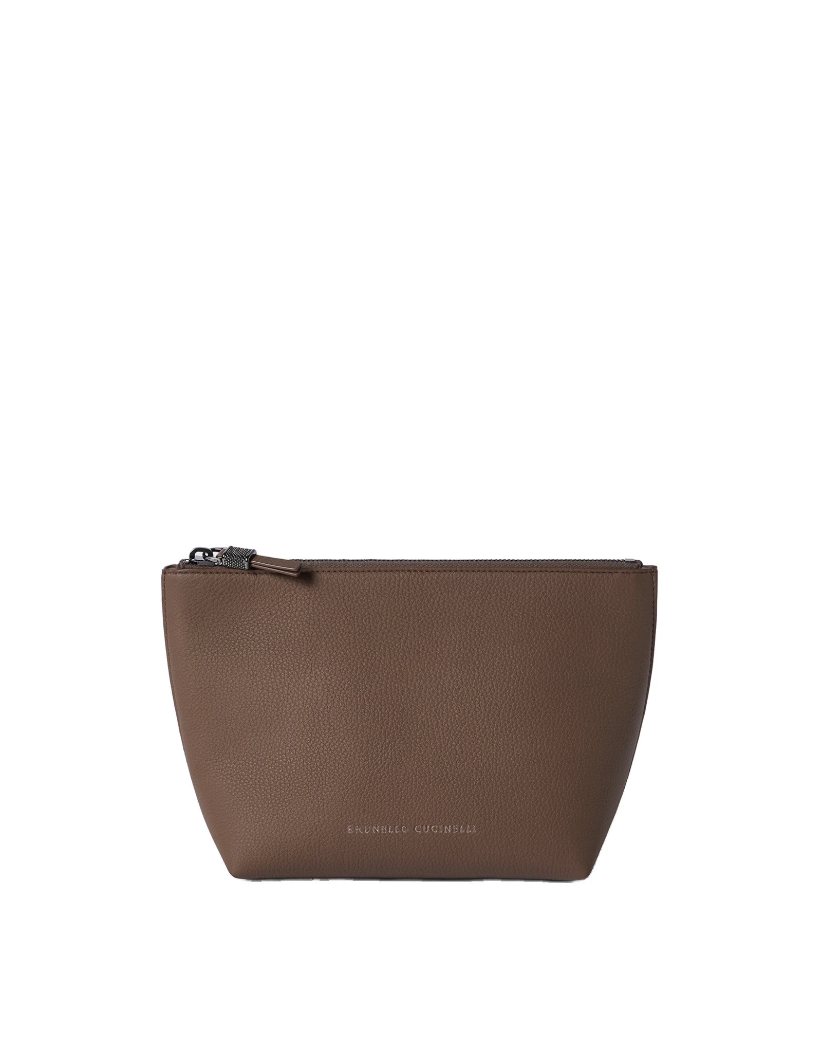 Brunello Cucinelli Calfskin pouch with monili in Brown Gianduia Brunello Cucinelli Calfskin pouch with monili in Brown Gianduia | Wallets & Purses | Luxury Shoes