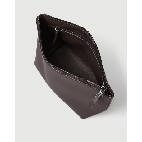 Brunello Cucinelli Calfskin pouch with monili in Rust Brown, view 4 | Wallets & Purses | Luxury Shoes 