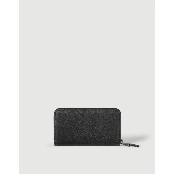 Brunello Cucinelli Calfskin wallet with monili in Black, view 2 | Wallets & Purses | Luxury Shoes 